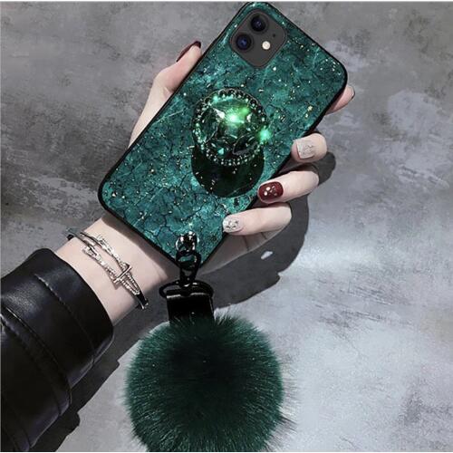 girly-back-cover-for-iphone-11-with-pop-grip-fur-ball-charm