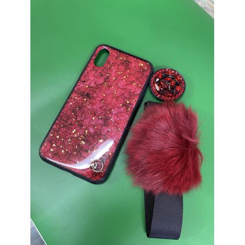 girly-back-cover-for-iphone-11-with-pop-grip-fur-ball-charm - Thumbnail 6